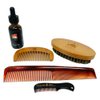 G.B.S Beard Brush & Beard Comb Set with Mustache Comb, Natural Boar Bristle Brush, Wood Fine Tooth Comb, Natural Beard Oil, Hair Styling Comb 5 Pc Grooming Kit For Men