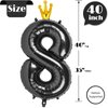 Number 8 Balloon 40 in, Foil Balloons 8 Big Balloon, 8 18 80 Birthday Balloons for Men Boys,8th Black Party Supplies,Wedding Anniversary