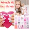 144 Pcs Thrilez Kids Press on Nails for Girls, Teens - Artificial Nail Tips, Pre Glue Full Cover Short Nails - Nail Art Decoration (Pink Series)