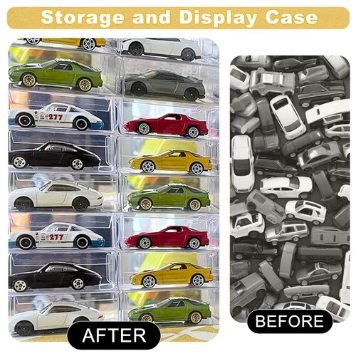 100 Pcs Clear Display Case for Hot Wheels, Matchbox Cars Storage Case 1/64 Scale Model Car Display Case for Hot Wheels, Dustproof & Waterproof Toy Car Storage Display Boxes