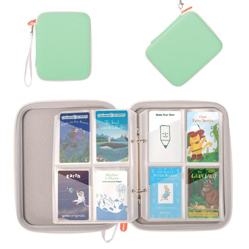 CROTIRAD Card Binder for Yoto Player Cards with 80 Pockets, Yoto Card Holder with 10 Removable Sleeves, Carrying Case for Yoto Cards with Hand Strap, Green