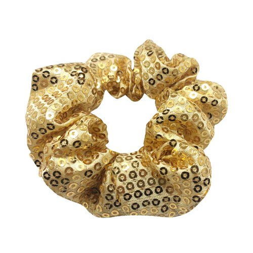 6 Pack Sparkly Sequin Cheer Team Scruncci Slap Bracelet Sleepover Party Hair Scrunchies Ponytail Holder Elastic Hair Bands Scrunchy Hair Ties Hair Accessories for/Show/School Performance (Gold)