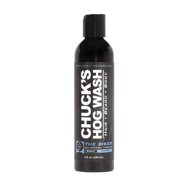 Chuck's Hog Wash - All Natural Beard and Body Wash - The Biker Scent, 8 oz - Leaves Your Beard Softer than its Ever Been and is Suitable for Daily Use