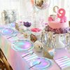 Iridescent Party Supplies for 20 Guests, Disposable Iridescent Tableware Set Includes Holographic Paper Plates, Napkins, Forks, Tablecloth for Birthday Mermaid Themed Party Decorations Wedding