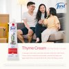 SwissJust Thyme Cream, Thyme Tomillo 96g. Massage Cream with Camphor Oil, Lemon Eucalyptus Chamomile Essential, Rosemary, Soybean, and Pine Essential Oils.