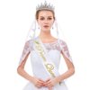 2Pcs Prom Queen Sash and Tiara Set, Tiara Crystal Rhinestones Bridal Crowns for women, Silver Crown with Comb for Little Girls Birthday and Wedding School Graduate Party Accessories（Silver-A）