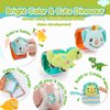 ZapWhiz Baby Infant Rattle Socks, 3 4 5 6 Month Old Baby Toys Wrist Rattles for Babies 0-6 Months Newborn Baby Learning Sensory Toys 3-6 Months Brain Development Toys Baby Boy Shower Gifts Dinosaur