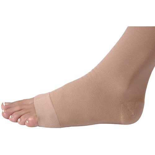 JOBST Relief Thigh High 15-20 mmHg Compression Stockings, Open Toe with Silicone Dot Band, Small, Beige