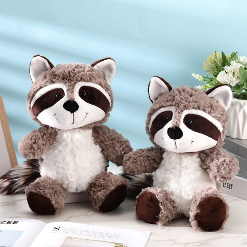 2 Pieces Raccoon Stuffed Animal Small Raccoon Plush Animal Cute Stuffed Raccoon Brown Raccoon Plushie Woodland Raccoon Plush Toy Soft Plush Animal Doll for Babies Children Kids Girls Boys (14 Inches)