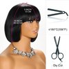 YYHR Short Bob Wig With Bangs 10" Light Yaki Straight Synthetic Hair Wigs Cut Short Black Bob Wigs With Bangs Daily Costume Wig Hair Replacement Wigs Heat Resistant (10 Inch,1B)