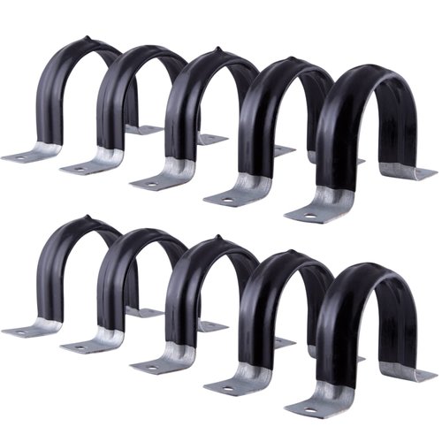 Highcraft QQT-Q4-10 Two-Hole Pipe Strap U Bracket, 4 Inch, Plastic Coated Galvanized Steel-10 Pack