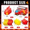 Glimin 18 Pcs Fire Truck Balloons Set 4 Aluminum Foil Flame Balloon, 2 Fire Truck Firefighter Balloon, 6 Fire Balloons, 6 Star Balloons for Rescue Themed Decoration Firefighter Birthday Party Supplies
