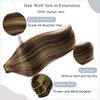 Sew in Hair Extensions Real Human Hair, Dark Brown Balayage Ash Brown Hair Extensions Real Human Hair Bundles Weft Hair Extensions Human Hair 100G 18 Inch Hand Tied Weft Hair Extensions Human Hair