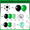 GRESATEK Soccer Party Balloon Garland Arch Kit, Green Black White Metallic Sliver Balloons Decorations With Soccer Foil Balloon for Men Teen Kids Soccer Football Theme Birthday Party Decor Supplies