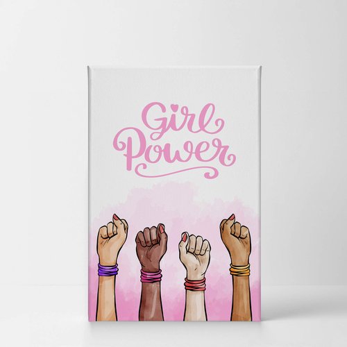 Smile Art Design Girl Power Quote Diversity Kids Gilrs African American White and Black Canvas Print Kids Room Decor Wall Art Baby Room Decor Nursery Decor Ready to Hang Made in The USA- 12x8