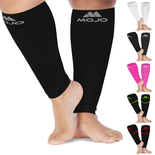 Mojo Compression Socks 6XL Black Plus Size Calf Compression Sleeves - 20-30 mmHg Support for Edema, Shin Splints, Varicose Veins, and DVT - 1 Pair