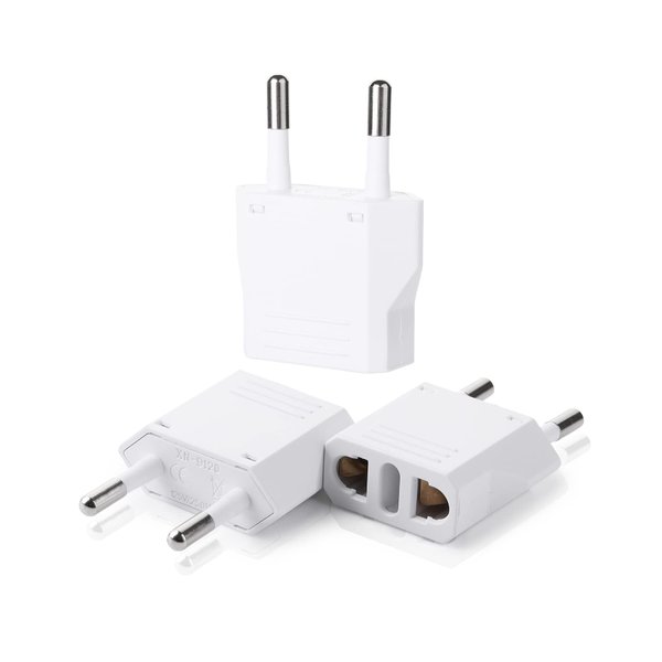 Bates- European Plug Adapter, 3 pc, Travel Adapter, US to Europe Plug Adapter, EU Adapter, Electrical Adapters, Converter Plug, European Outlet Adapter, Travel Plug Adapter, Converter Plug for Europe