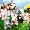 Sotiff 24 Pcs Plush Bunny Stuffed Animal Bulk 4.7 Inch Mini Bunnies Keychain Doll Furry Rabbit with Bow Tie for Birthday Xmas Easter Baby Shower Party Favor Gifts Classroom Rewards(Classic Color)