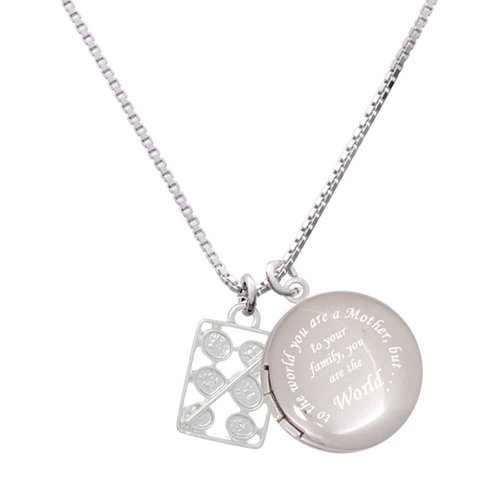 Delight Jewelry Silvertone 3-D Eye shadow Makeup Palette - To the World You are a Mother Locket Necklace, 18"+1"