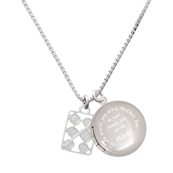 Delight Jewelry Silvertone 3-D Eye shadow Makeup Palette - To the World You are a Mother Locket Necklace, 18"+1"