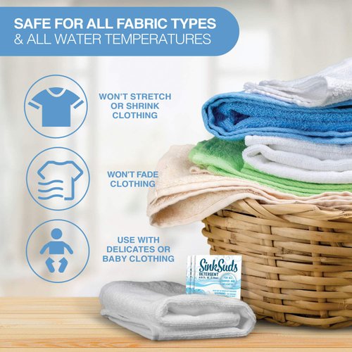 SinkSuds Laundry Detergent | Travel Size Liquid Soap | TSA Compliant | Safe For All Fabrics | 8 Packets