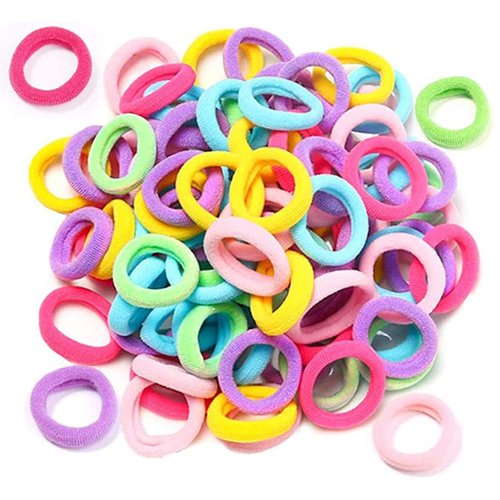 Rpanle100 Pieces Elastic Hair Ties, Multicolor Hair Elastic Bands Ponytail Holders, 2.5 mm Hair Bands Hair Bobbles for Women Girls (Spring Color)