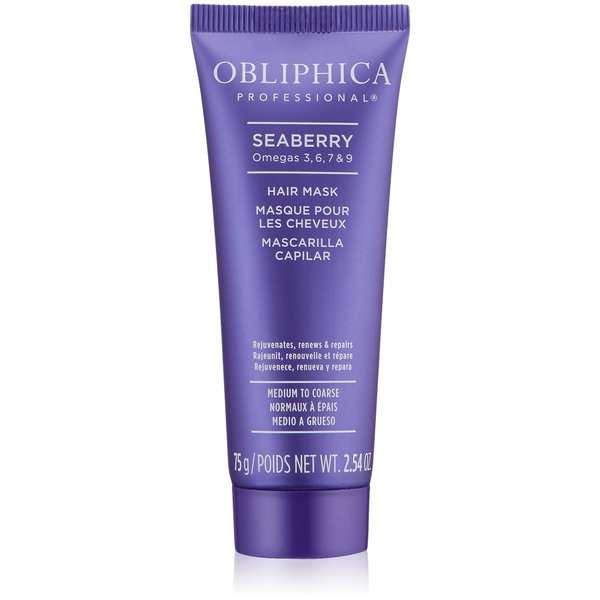 Obliphica Seaberry Hair Mask - Deep Conditioning Hydrating Treatment for Dry and Damaged Hair - Moisturizing Hair Repair and Growth Mask for Medium, Coarse, and Color-Treated Hair - 2.64 Fl Oz