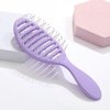 Ribbed Scalp Massage Comb for Women, Purple Hollow Detangling Hair Brush