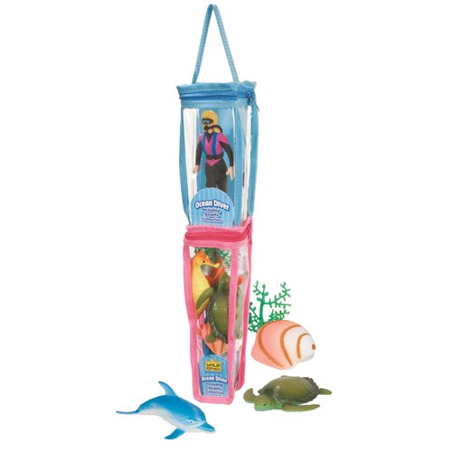 Wild Republic Female Action Figure Diver Tube, Ocean Toys, Under The Sea Party Favors, Zip Closure Packaging, 7-Pieces