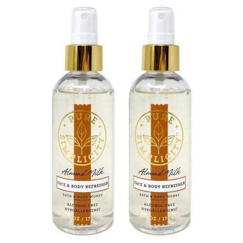 Generic Bath and Body Work Pure Simplicity Almond Milk Face & Body Refresher Set of 2-6 fl oz / 177 mL each, brown