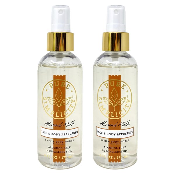 Generic Bath and Body Work Pure Simplicity Almond Milk Face & Body Refresher Set of 2-6 fl oz / 177 mL each, brown