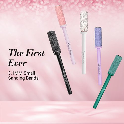 MelodySusie 50 Pcs Nail Drill Bits Small Sanding Bands with 3.1mm Mandrel Bit, 180 Fine Grit Nail File for Acrylic Nails Gel Manicures and Pedicure, Pink