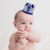 Baby 1st Birthday Crown Hat, Birthday Party Decorations, Kids Party Props Shooting, Party Supplies (Blue Silver)
