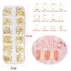 Aysekone 1 Boxed 12 Grids Gold 3D Alloy Metal Nail Rivets Charms Nail Studs Nail Ornament Geometric Circle Oval Heart Triangle Moon Square Shaped Nail Art Decorations