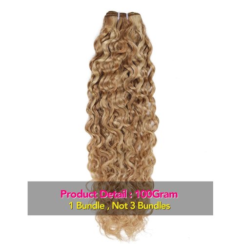 FASHION LINE Brazilian P27/613 Water Wave Blonde Human Hair Extensions Unprocessed Human Hair Bundles Weft 1PC 100g Piano Color (24")