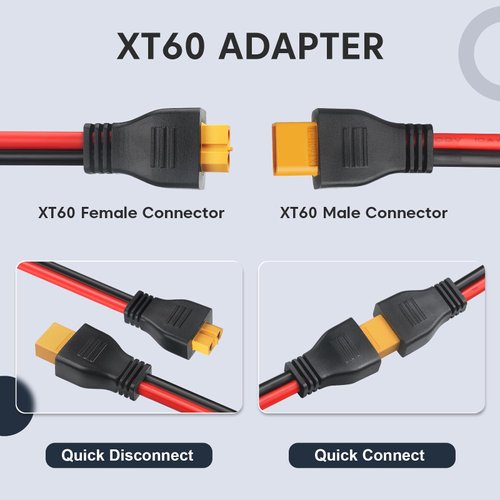 PAEKQ 10AWG XT60 Extension Cable XT60 Male to Female Adapter Connector XT60 Wire for RC Battery Lipo Battery Pack Solar Generator Portable Power Station and Solar Panel 6FT