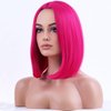 BERON Hot Pink Short Wigs Straight Bob Hair Wigs for Women Middle Part Synthetic Cosplay Wigs Daily Party Use