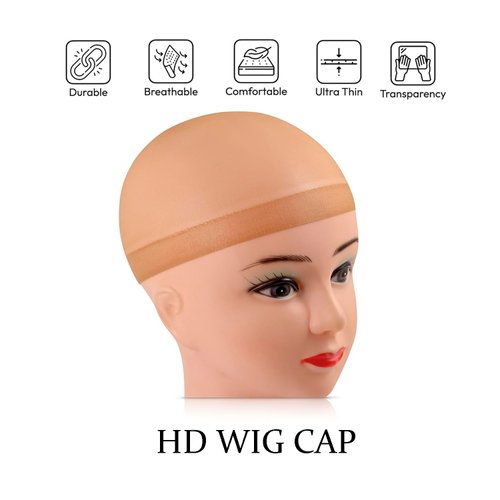 8pcs HD Wig Caps For Women Front Lace Wig Caps Ultra-Thin Invisible Transparent Breathable Wig Cap Light Brown Wig Accessories Wig Caps Invisible Stocking Caps (4 Bags/8 Wig Caps)