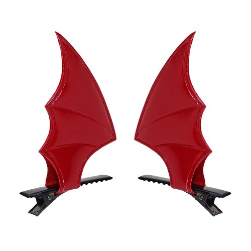 Penta Angel Halloween Bat Wings Hair Clips 4Pcs Horror Devil Goth Ear Hairpins Hair Barrettes Accessories for Women Girls Adults Props Party Cosplay Costume (Red)