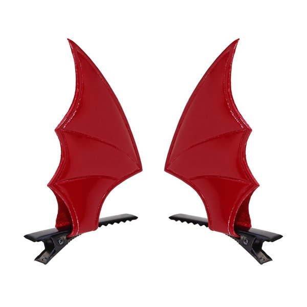 Penta Angel Halloween Bat Wings Hair Clips 4Pcs Horror Devil Goth Ear Hairpins Hair Barrettes Accessories for Women Girls Adults Props Party Cosplay Costume (Red)