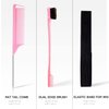 Hair Comb and Elastic Band for Wig Edge, Adjustable Lace Melting Band Wrap to Lay Edges and 2 Rat Tail Comb Stying Combs Braiding Combs for Parting 1 Dual Edge Brush with 4 Hair Clip (Pink)