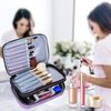 Teamoy Travel Makeup Brush Case(up to 8.8"), Professional Makeup Train Organizer Bag with Handle Strap for Makeup Brushes and Makeup Essentials-Medium, Purple(No Accessories Included)