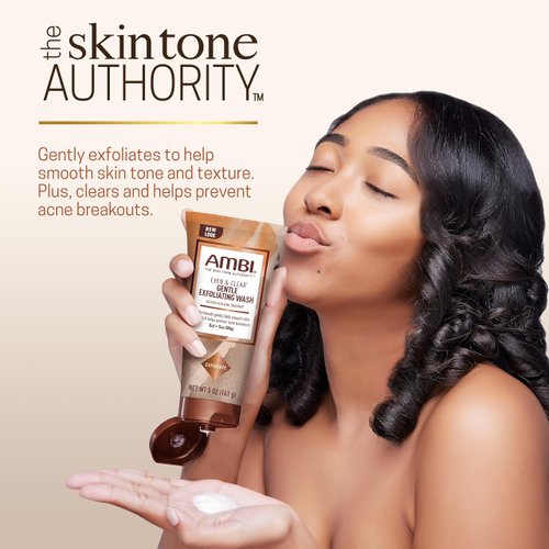 Ambi Even & Clear Gentle Exfoliating Wash with Oat and Sea Whip, Salicylic Acid Acne Treatment, Helps Clear & Prevent Breakouts, Exfoliates to Help Smooth Skin Tone & Texture, 5 Ounce