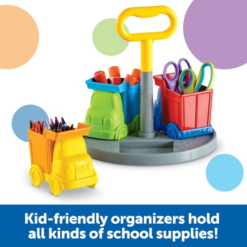 Learning Resources Create-a-Space Kiddy Center Trucks - 5 Pieces, Kids Art Supplies Organizer, Storage Caddy for Kids,Crayon Organizer