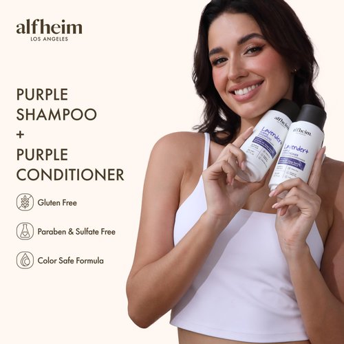 ALFHEIM Lavender Purple Shampoo Conditioner Set for Hair for Women, deeply moisturizes and leaves hair brighter for Fine and Thinning Hair, 'Lavender Oil, Grape Seed Oil, Quinoa Extract, Vitamin E