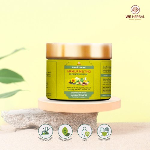 WE HERBAL Purifying Makeup Cleansing Balm Pore Cleanser For All Skin, Hydrating Makeup Remover Balm, Reduces Skin Pores After Makeup Glowing Effect Kumkumadi Oil Makeup Cleanser, 100 gm (3.5 Fl Oz)