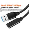 USB C 3.20 Gen2 Extension Cable 0.5ft/15cm, 100W5A PD Fast Charging, 10Gbps Data Transfer, 4K@60Hz Video Output Monitor Cable for iPhone/MacBook/iPad/Galaxy/USB C Hub (Black-A)