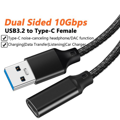 USB C 3.20 Gen2 Extension Cable 0.5ft/15cm, 100W5A PD Fast Charging, 10Gbps Data Transfer, 4K@60Hz Video Output Monitor Cable for iPhone/MacBook/iPad/Galaxy/USB C Hub (Black-A)