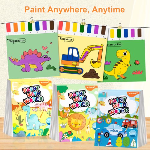 YPLUS Paint with Water Books for Toddlers, Watercolor Painting Paper for Kids Ages 1-3, 2-4, Art Craft Gift for Drawing with Brush, Christmas Stocking Stuffers for Kids Toddler - Animals