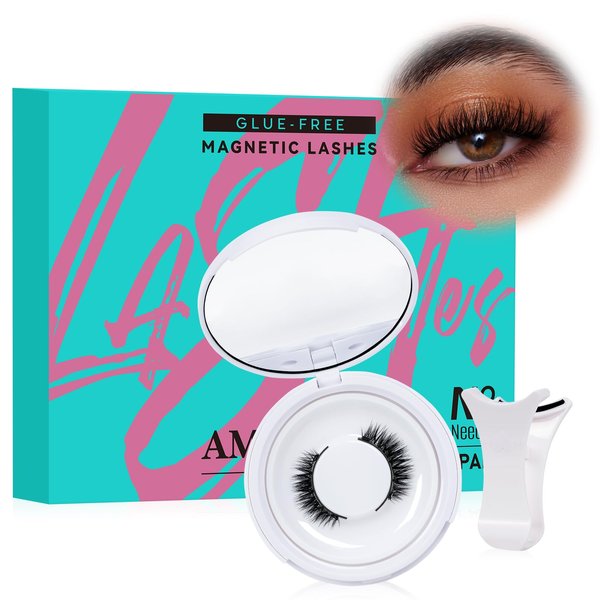 Magnetic Eyelashes with Lash Clusters Applicator Fluffy Magnetic False Lashes Kit Wispy Reusable Cluster Eyelash Extensions with Magnets No Lashes Glue or Liner Needed(1 Pairs-Dense)
